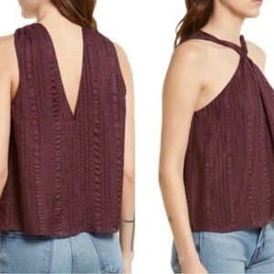 Frame Denim Cabernet Textured Drape Halter Silk Top‎ Sz M